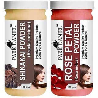PARK DANIEL Pure & Natural Shikakai Powder & Rose Petal Powder Combo Pack of 2 Bottles of 100 gm (200 gm ) (200 ml) - Hair Oils, Care, and Styling | Buy online on ZillyBuy