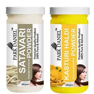 PARK DANIEL Pure & Natural Satavari Powder & Kasturi Haldi Powder Combo Pack of 2 Bottles of 100 gm (200 gm ) (200 ml) - Hair Oils, Care, and Styling | Buy online on ZillyBuy