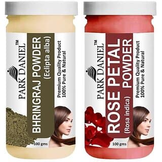 PARK DANIEL Pure & Natural Bhringraj Powder & Rose Petal Powder Combo Pack (200 ml) - Hair Oils, Care, and Styling | Buy online on ZillyBuy