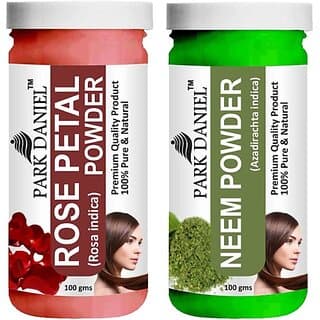 PARK DANIEL Pure & Natural Rose Petal Powder & Neem Powder Combo Pack of 2 Bottles of 100 gm (200 gm ) (200 ml) - Hair Oils, Care, and Styling | Buy online on ZillyBuy