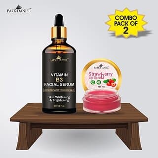PARK DANIEL Vitamin B3 Serum (30 ml) & Strawberry Lip Scrub (8 gm) Combo Pack Of 2 items Fruity (Pack of: 2, 38 g) - Makeup - Lips | Buy online on ZillyBuy