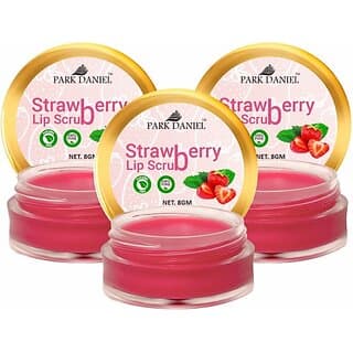 PARK DANIEL Premium Strawberry Lip Scrub for dark lips to lighten for Men & Women - Enriched with Cane Sugar Powder, Tocopherol (Vitamin E), Cocoa Butter, Shea Butter Combo pack of 3 Jars of 08 gms(24 Gms) Strawberry (Pack of: 3, 24 g) - Makeup - Lips | Buy online on ZillyBuy