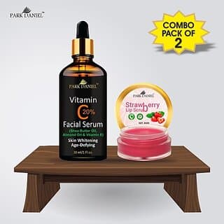 PARK DANIEL Vitamin C Serum (30 ml) & Strawberry Lip Scrub (8 gm) Combo Pack Of 2 items Fruity (Pack of: 2, 38 g) - Makeup - Lips | Buy online on ZillyBuy