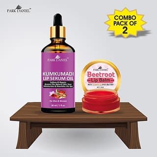 PARK DANIEL Kumkumadi Lip Serum Oil (30 ml) & Beetroot Lip Balm (8 gm) Combo Pack Of 2 items Fruity (Pack of: 2, 38 g) - Makeup - Lips | Buy online on ZillyBuy