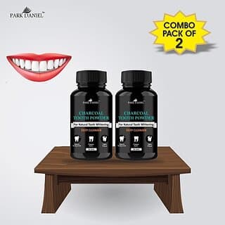 PARK DANIEL Coconut Shell Charcoal Teeth Whitening Powder -Naturally Whiten Teeth, Removes Stains & Removes Bad Breath(ENAMEL Safe & Suitable for Sensitive teeth) Combo pack of 2 Bottles of 50 gms(100 gms) (100, Pack of 2) - Oral Care | Buy online on ZillyBuy