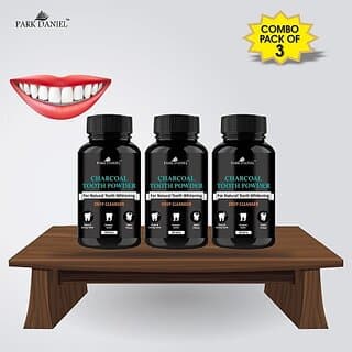 PARK DANIEL Coconut Shell Charcoal Teeth Whitening Powder -Naturally Whiten Teeth, Removes Stains & Removes Bad Breath(ENAMEL Safe & Suitable for Sensitive teeth) Combo pack of 3 Bottles of 50 gms(150 gms) (150, Pack of 3) - Oral Care | Buy online on ZillyBuy