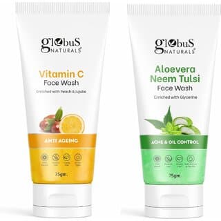GLOBUS NATURALS Brightening  Hydrate Skin Vitamin C  Aloevera Face Wash 150gm, Set of 2 - Skin Care - Face Cleansers | Buy online on ZillyBuy