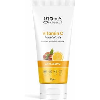 Globus Naturals Anti-Ageing Skin Brightening Vitamin C Face Wash, Enriched with Peach & Jujube, Skin Illuminating & Tan Removal Formula, For All Skin Types, Both Men & Women (75 g) - Skin Care - Face Cleansers | Buy online on ZillyBuy