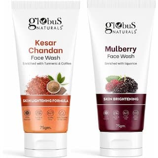 (Set of 2) Globus Naturals Face Wash Combo 75g Each | Mulberry & Kesar Chandan Face Wash for All Skin Types - Skin Care - Face Cleansers | Buy online on ZillyBuy