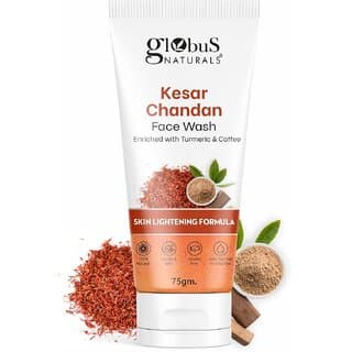 Globus Naturals Kesar Chandan Skin Lightening & Tan Removal Face wash, For Natural Glow & Spotless Skin, Natural & Ayurvedic Formula, Chemical Free, Suitable For All Skin Types, 75 gm - Skin Care - Face Cleansers | Buy online on ZillyBuy
