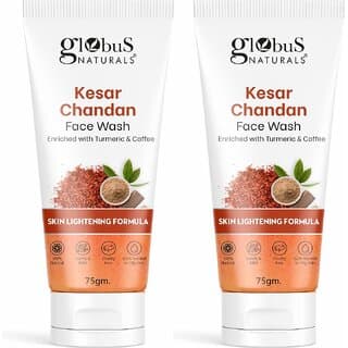 Globus Naturals Kesar Chandan Skin Lightening & Tan Removal Face wash, For Natural Glow & Spotless Skin, Natural & Ayurvedic Formula, Chemical Free, Suitable For All Skin Types, 75 gm, Set of 2 - Skin Care - Face Cleansers | Buy online on ZillyBuy