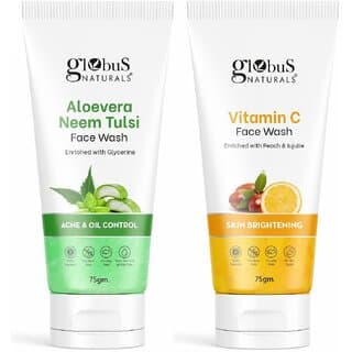 GLOBUS NATURALS Skin Brightening Vitamin C  Aloe vera Neem Tulsi Anti Acne Face wash Combo Pack 150gm - Skin Care - Face Cleansers | Buy online on ZillyBuy