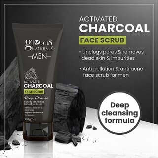 Globus Naturals Anti Pollution & Anti Acne Charcoal Face Wash, Detoxifying Cleanser, Fights Pollution and De-Tans skin, For Men with Oily & Acne Prone Skin, 100 gms - Skin Care - Face Cleansers | Buy online on ZillyBuy