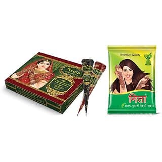 Neeta Mehendi Cone Reddish Brown Colour (Pack of 12PCs) Comes with 100% Natural Mehendi Powder (Color, Brown) (500 g) - Hair Oils, Care, and Styling | Buy online on ZillyBuy