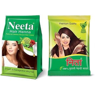 Neeta Henna Hair Color 125gm Comes With Natural Mehendi Powder (Natural Brown) (500 g) - Hair Oils, Care, and Styling | Buy online on ZillyBuy