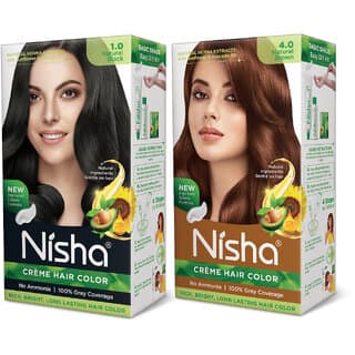 Nisha Hair Color Conditioner for Each) Combo Pack Of Natural Black & Natural Brown , Natural Black, Brown - Hair Oils, Care, and Styling | Buy online on ZillyBuy