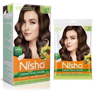 Nisha Creme Based Hair Color Box with Pouch 160 gm (Pack Of 2) , Dark Brown - Hair Oils, Care, and Styling | Buy online on ZillyBuy