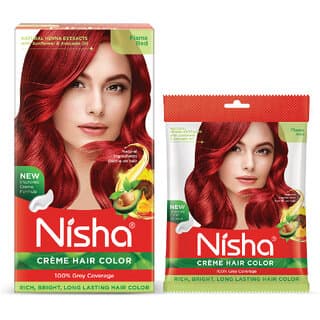 Nisha Creme Based Hair Color Box with Pouch 200 gm (Pack Of 2) , Flame Red - Hair Oils, Care, and Styling | Buy online on ZillyBuy