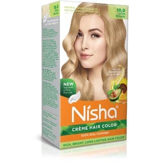 Nisha Cream Hair Color Rich Bright Long Lasting Hair Colouring For Ultra Soft Deep Shine 100% Grey Coverage Ultra Blonde (Pack of 1) , Ultra Blonde - Hair Oils, Care, and Styling | Buy online on ZillyBuy