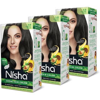 Nisha cream permanent hair color superior quality no ammonia cream formula permanent Fashion Highlights and rich bright long-lasting colour Natural Black (pack of 3) , NATURAL BLACK 1 - Hair Oils, Care, and Styling | Buy online on ZillyBuy