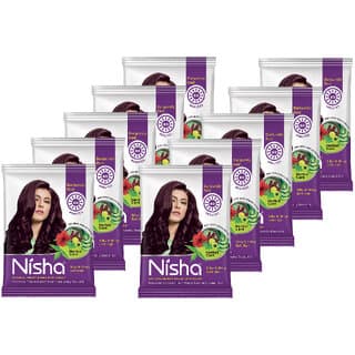Nisha Natural Henna Based Semi Permanent hair color 15 gm each Sachet Burgundy Red (Pack of 10) , Burgundy Red - Hair Oils, Care, and Styling | Buy online on ZillyBuy
