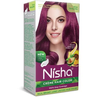 Nisha Cream Hair Color Wine Burgundy (Pack of 1) , Wine Burgundy - Hair Oils, Care, and Styling | Buy online on ZillyBuy
