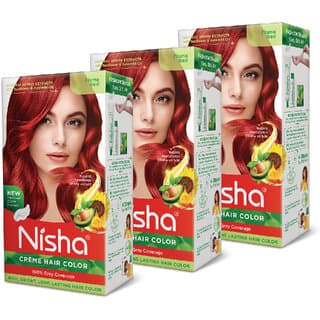 Nisha cream permanent hair color superior quality permanent Fashion Highlights and rich bright long-lasting colour Flame Red (pack of 3) , FLAME RED - Hair Oils, Care, and Styling | Buy online on ZillyBuy