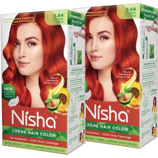 Nisha cream permanent hair color superior quality no ammonia cream formula permanent Fashion Highlights and rich bright long-lasting colour Copper Red (pack of 2) , COPPER RED 5.64 - Hair Oils, Care, and Styling | Buy online on ZillyBuy