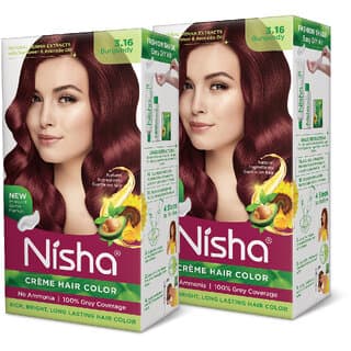 Nisha Creme Hair Colour 3.16 BURGUNDY , BURGUNDY 3.16 - Hair Oils, Care, and Styling | Buy online on ZillyBuy