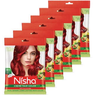 Nisha Creme Hair Color Flame RED 40 gm (Pack Of 6) , Flame Red - Hair Oils, Care, and Styling | Buy online on ZillyBuy
