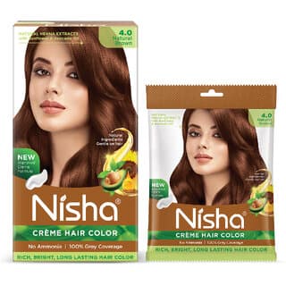 Nisha Color Combo Pack of Natural Brown 120gm Jumbo + 40gm Sachet Pack , 4.0 Natural Brown - Hair Oils, Care, and Styling | Buy online on ZillyBuy