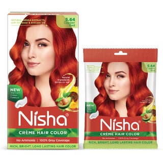 Nisha Color Combo Pack of Copper Red 120gm Jumbo + 40gm Sachet Pack , 5.64 Copper Red - Hair Oils, Care, and Styling | Buy online on ZillyBuy