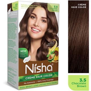 Nisha Creme Hair Color 3.5 CHOCOLATE BROWN , CHOCOLATE BROWN 3.5 - Hair Oils, Care, and Styling | Buy online on ZillyBuy
