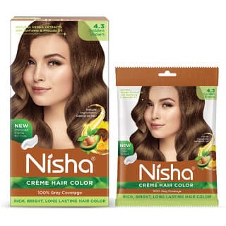 Nisha Color Combo Pack of Golden Brown 120gm Jumbo + 40gm Sachet Pack , 4.3 Golden Brown - Hair Oils, Care, and Styling | Buy online on ZillyBuy
