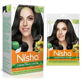 Nisha Color Combo Pack of Natural Black 120gm Jumbo + 40gm Sachet Pack , 1.0 Natural Black - Hair Oils, Care, and Styling | Buy online on ZillyBuy