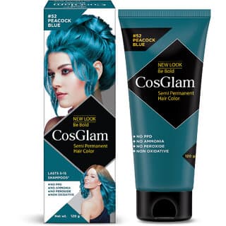 Nisha Cosglam Semi Permanent Hair Color, #52 Peacock Blue , 52 Peacock Blue - Hair Oils, Care, and Styling | Buy online on ZillyBuy