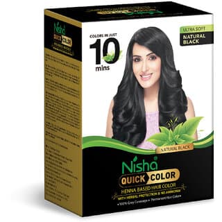 Nisha Quick Color Henna Based Hair Color 60gm Natural Black (Pack of 1) (60 g) - Hair Oils, Care, and Styling | Buy online on ZillyBuy