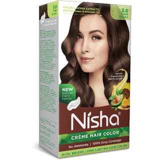 Nisha Creme Hair Color 3 DARK BROWN , DARK BROWN 3 - Hair Oils, Care, and Styling | Buy online on ZillyBuy