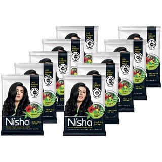 Nisha Hair Color Henna Based Hair Powder Dye For Hair Coloring Natural Black 25gm each pack (Pack of 10) (250 g) - Hair Oils, Care, and Styling | Buy online on ZillyBuy