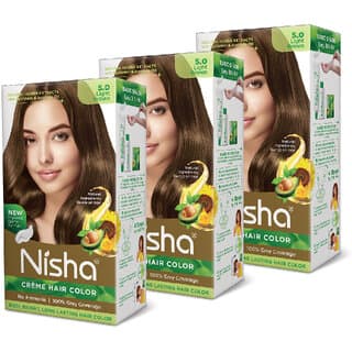 Nisha cream permanent hair color superior quality no ammonia cream formula permanent Fashion Highlights and rich bright long-lasting colour Light Brown (pack of 3) , LIGHT BROWN 5 - Hair Oils, Care, and Styling | Buy online on ZillyBuy