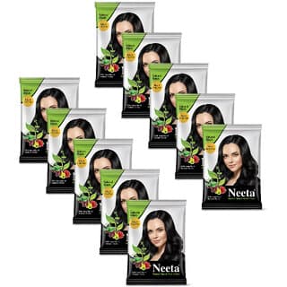 Neeta Hair Color Powder Henna Based For Smooth & Silky Hair Black 10gm (Pack Of 10) , Black - Hair Oils, Care, and Styling | Buy online on ZillyBuy