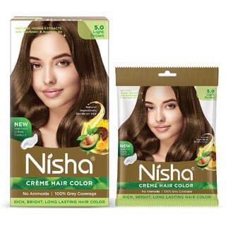 Nisha Color Combo Pack of Light Brown 120gm Jumbo + 40gm Sachet Pack , 5.0 Light Brown - Hair Oils, Care, and Styling | Buy online on ZillyBuy