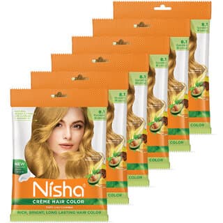 Nisha Creme Based Hair Color Each Sachet 40gm (Pack of 6) , Golden Blonde - Hair Oils, Care, and Styling | Buy online on ZillyBuy