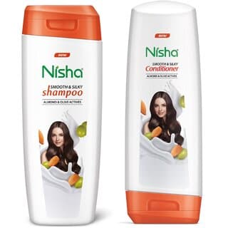 Nisha Shampoo (180 ml ) & Conditioner (180 ml) Combo for Smooth & Silky Hair Almond (2 Items in the set) - Shampoos and Conditioners | Buy online on ZillyBuy