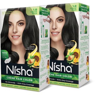 Nisha Cream Hair Colour No Ammonia with Sunflower & Avacado Oil , Natural Black 01 - Hair Oils, Care, and Styling | Buy online on ZillyBuy