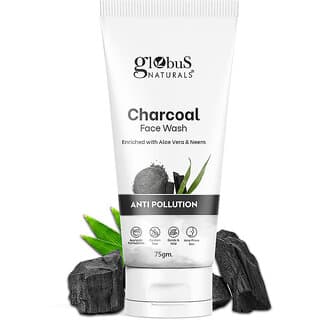 Globus Naturals Anti Pollution Charcoal Face Wash, Enriched with Tea Tree Oil, For Oily & Acne Prone Skin, 75 gm - Skin Care - Face Cleansers | Buy online on ZillyBuy