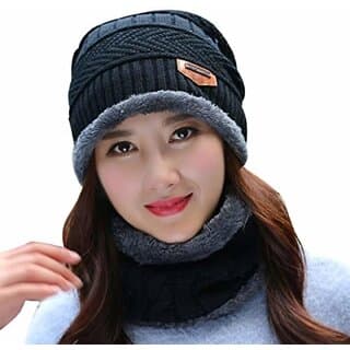Eastern Club Women Black Woolen Winter Cap (Pack of 2) - Uncategorized | Buy online on ZillyBuy