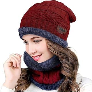 Eastern Club Women Red Woolen Winter Cap (Pack of 2) - Uncategorized | Buy online on ZillyBuy