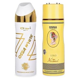 Ossa White And Gold Naina Body Spray For Men And Women  Ambery And Floral Long Lasting Aroma  200ml Each (Pack of 2) - Fragrance | Buy online on ZillyBuy