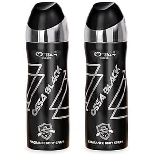 Ossa Black Body Spray For Men  Ambery Woody And Citrusy Long Lasting Aroma  200ml Each (Pack of 2) - Fragrance | Buy online on ZillyBuy